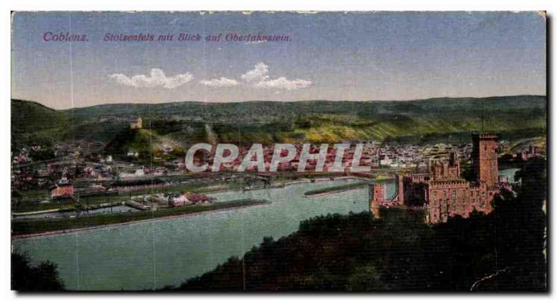 Old Postcard Stolzenfels Koblenz mit Blick auf Oberlaknstein