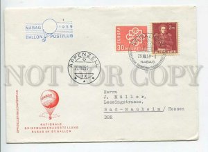 444828 Switzerland 1959 year balloon mail NABAG Exhibition COVER