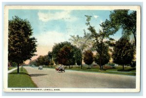 1920 Glimpse Of The Speedway Cars Lowell Massachusetts MA Antique Postcard  