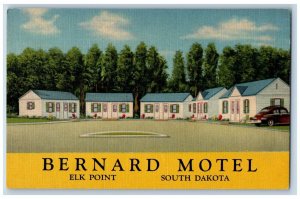 Elk Point South Dakota Postcard Bernard Motel Exterior Building Classic Car 1940