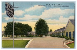 Magnolia Arkansas AR Postcard Peace Court Highway East Exterior Building c1940