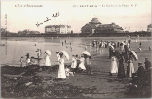 France Saint Malo Le Casino et la Plage Vintage Postcard 04.10