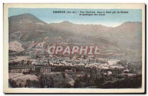 Postcard Old Embrun Vue Generale peak in the background and mountain Meable O...