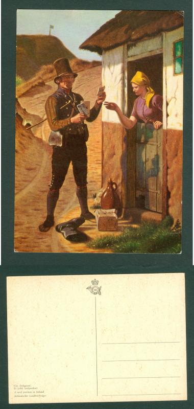 Denmark. Postcard 1960is. Danish Post. Rural Postman In Jutland,Deliver Letter.