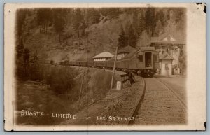 RPPC c1909 Shasta Springs CA Shasta Limited Southern Pacific Railroad Station