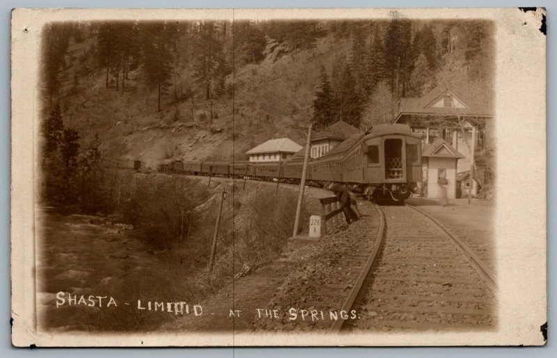 RPPC c1909 Shasta Springs CA Shasta Limited Southern Pacific Railroad Station