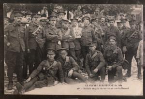 1914 France RPPC Postcard European War Nantes English Troops refueling service