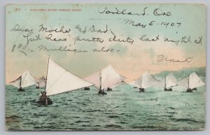 Oregon~Columbia River Fishing Fleet~Vintage Postcard