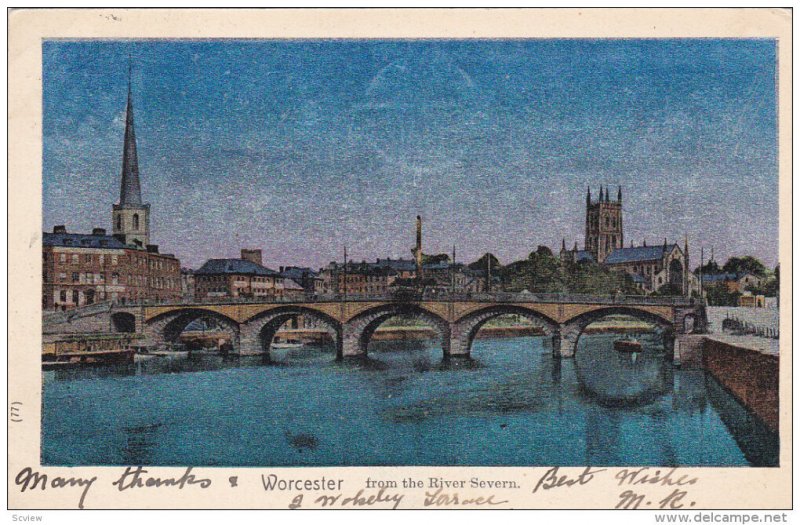 WORCESTER, Worcestershire, England, PU-1906; Worcester From The River Severn