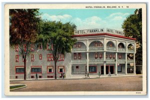 View Of Hotel Franklin Building Roadside Malone New York NY Vintage Postcard 