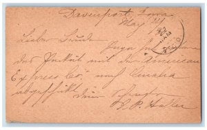 1890 Chas Haller Davenport Iowa IA Omaha Nebraska NE Antique Postal Card