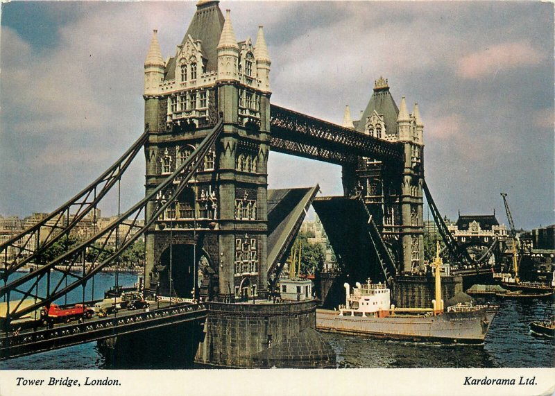 England Postcard London opening Tower Bridge image ferryboat