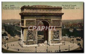 Old Postcard Paris Arc de Triomphe Etoile and The Tomb of the Unknown Soldier