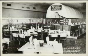 Globe AZ Pic-A-Rib Caf‚ Interior Real Photo Postcard