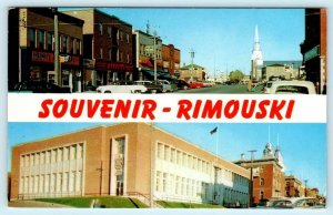 RIMOUSKI, QUEBEC Canada ~ STREET SCENE & Federal Building ca 1950s   Postcard