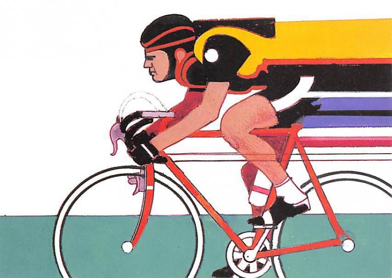 Artwork By Robert Peak, Used For Design Of Cycling Stamp  