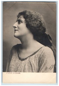 Pretty Woman Postcard RPPC Photo Studio Portrait Curly Hair Tuck's c1905 Antique