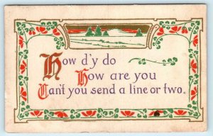 ARTS & CRAFTS Everett Greeting 1914 Postcard ~ CAN'T YOU SEND a LINE or TWO?