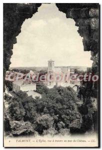 Old Postcard Talmont Church View A Travers A Wall Du Chateau