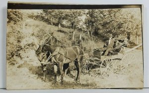 Putnam Missouri Jesse McCalment in Horse drawn Carriage RPPC c1914 Postcard O20