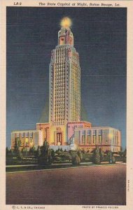 Louisiana Baton Rouge The State Capitol At Night