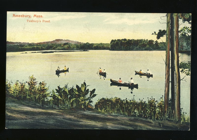 Amesbury, Massachusetts/MA/Mass Postcard, Tuxbury's Pond, Canoes