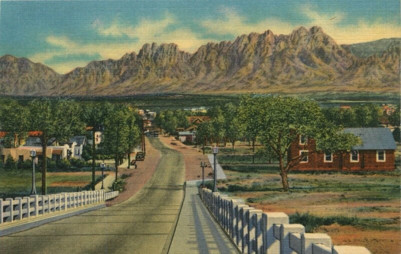Organ Mountains And Viaduct Las Cruces, New Mexico  Vintage Postcard