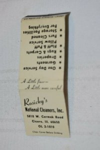 Rosicky's National Cleaners Inc. Cicero Illinois 20 Strike Matchbook Cover