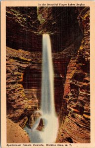 Cavern Cascade Waterfall Watkins Glen National Park New York WB Postcard 
