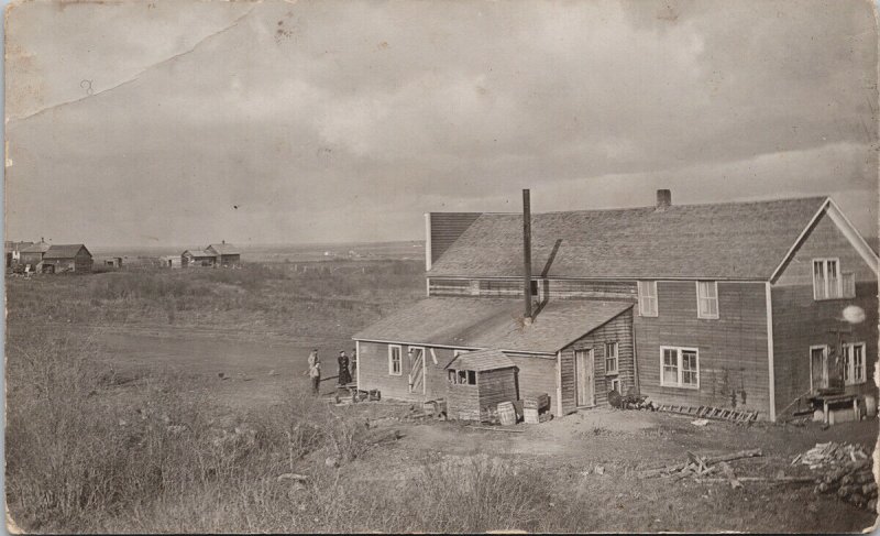 People Farmhouse Rural Farm Scene Vermilion AB ?? Real Photo Postcard G82 *as is