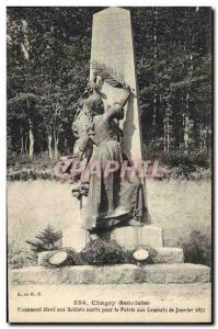 Postcard Old Army War of 1870 high Chagey Memorial soldiers for their country...