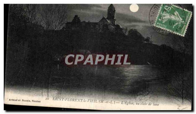 Old Postcard Saint Florent The Old Church in Moonlight