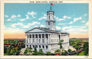 State Capitol Nashville Tennessee Government Buildings Birds View Linen Postcard 