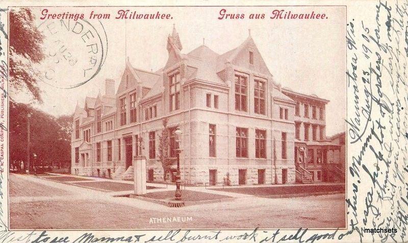 1905 Milwaukee Wisconsin Athenaeum undivided postcard 2989