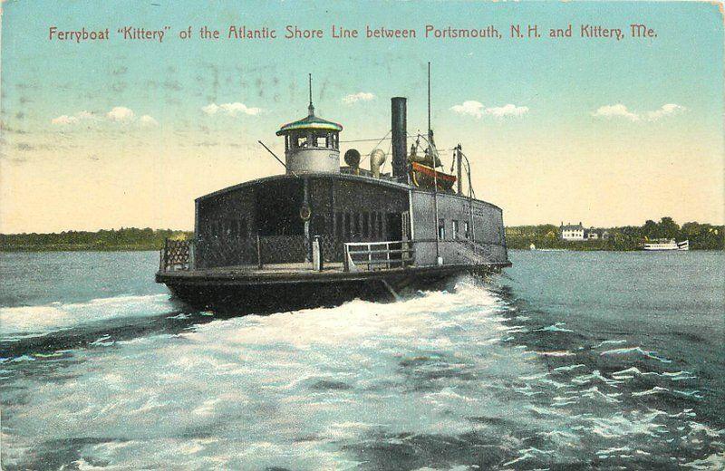 Atlantic Shore Portsmouth New Hampshire 1908 Ferryboat Kittery  Postcard 12599 