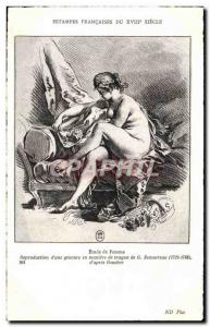 Old Postcard Fancy French woman of the 18th Estamp Study Demarteau 1722 1788 ...