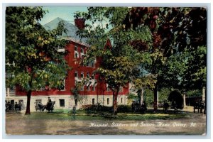 1911 Hospital Soldiers And Sailor Home Scene Quincy Illinois IL Posted Postcard