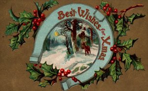 Christmas Holly Horseshoe Scene