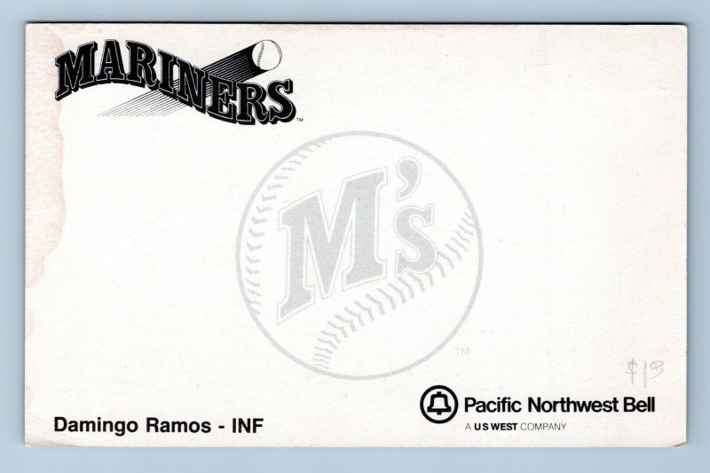 Domingo Ramos Seattle Mariners Baseball Club Issue UNP Chrome Postcard P6