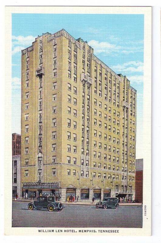 William Len Hotel Memphis Tennessee Curteich Linen Postcard