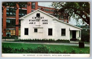 CW Post Birthplace, Battle Creek MI, 1956 Postcard, Pray For Peace Slogan Cancel