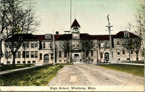 Vtg Postcard 1912 High School - Winthrop Minnesota