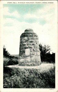 Signal Bell McKinley Monument Council Grove Kansas Postcard Standard View Card 