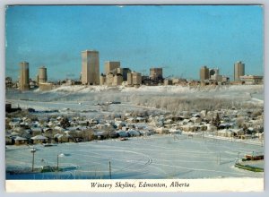 Winter Skyline, Edmonton, Alberta, 1973 Chrome Postcard, Slogan Cancel