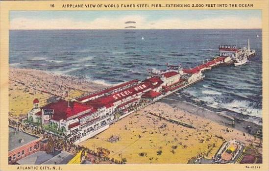 New Jersey Atlantic City Airplane View Of World Famed Steel Pier Extending 2,...