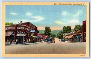 Black Mountain North Carolina NC Postcard Main Street Drug Store Shops Cars View