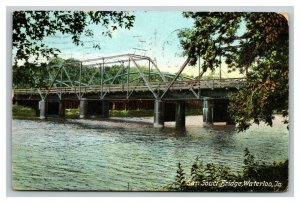 Vintage 1909 Postcard San Souci Bridge Cedar River Railroad Waterloo Iowa