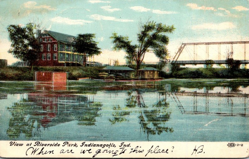 Indiana Indianapolis View At Riverside Park 1908