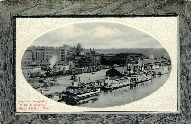 Postcard C-1910 Minnesota St. Paul Head of Navigation Mississippi River 23-13911
