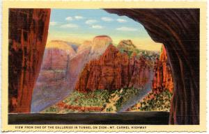 UT - Zion National Park. View from one of the Tunnels on Zion-Mt Carmel Highway 